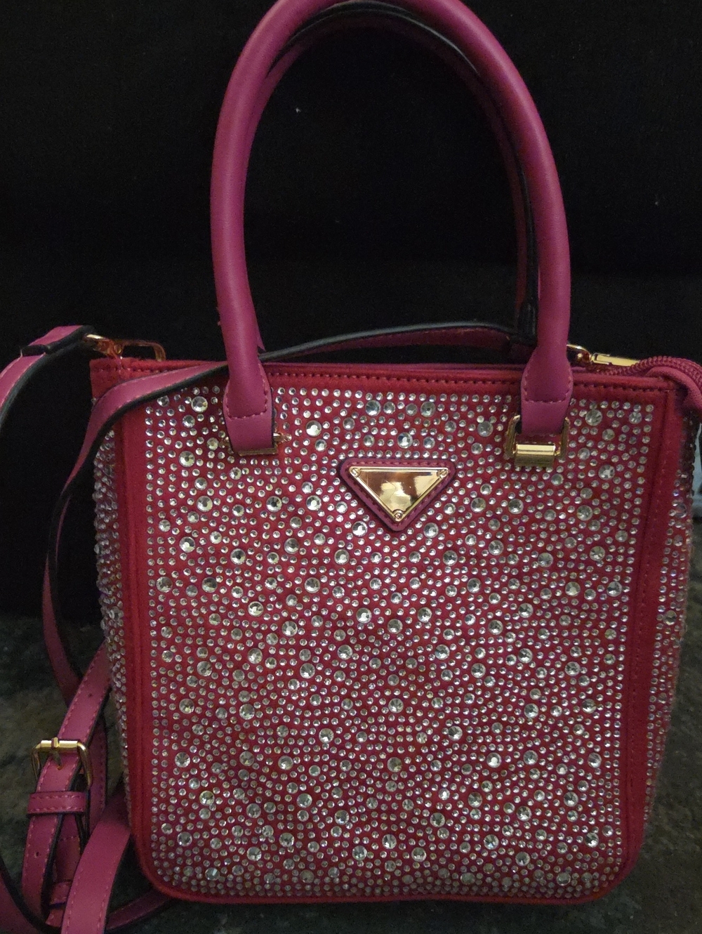 Pink Crystal-Embellished Women's Tote Bag